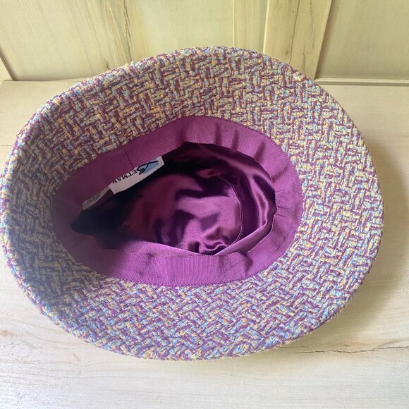 Betmar NY Purple Tweed Wool Blend Woven Bucket Hat Rhinestone Y2K classic Preppy - Picture 10 of 11